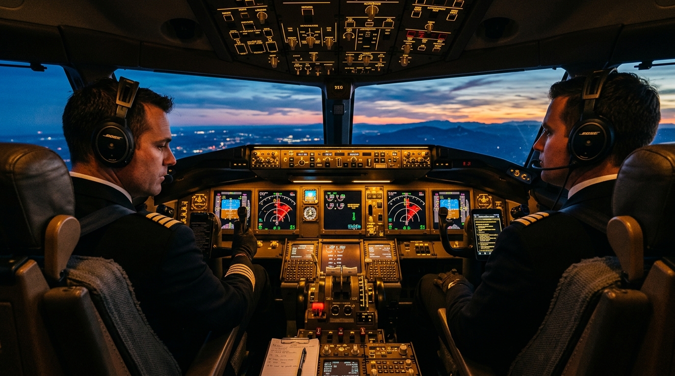 Commercial airliner cockpit flight operations